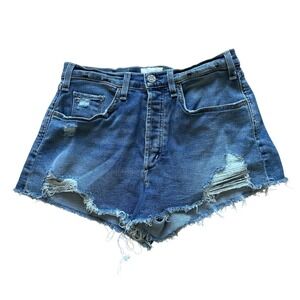 McGuire Denim Shorts Distressed Frayed Hem High‎ Waist Blue Jean Shorts